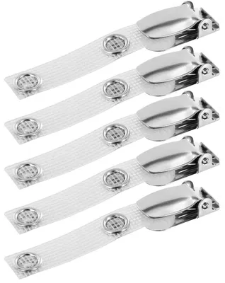 Produktbild von 5x Ausweis Clip drehbar mit Hosenträger Befestigungsclip und Vinylstrap gewebeverstärkt mit Metalldruckknopf Clips für Ausweishüllen Kartenhüllen Ausweis Halter Kartenhalter