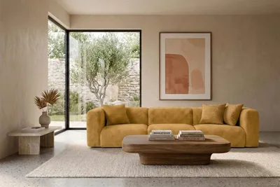 Image de Canapé 3 places Kaiser Möbel, revêtement en tissu velours Chenilla, couleur crème, modèle GRETA