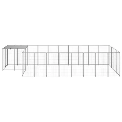 Zdjęcie produktu dla vidaXL Srebrna buda dla psa 10,89 m² stalowa