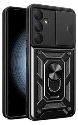 Produktbild von Hülle für Samsung Galaxy A35 5G mit Ring Ständer Halter Dia Kameraschutz TPU PC Hybrid Handyhülle Schwarz