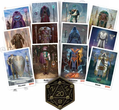 Produktbild von Fanattik Dungeons Klassenkarten Und W20 Münzwurf One Size