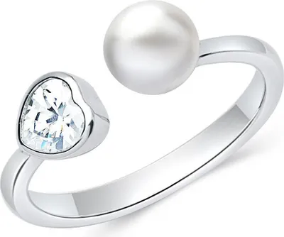 Produktbild von 925er silber Ring offen mit Perle und Zirkonia SR0372 (Größe: 60mm)