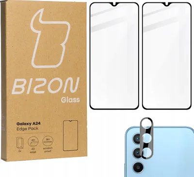 Produktbild von BIZON Edge Pack 2x Bildschirmglas + Kameraglas Samsung Galaxy A24