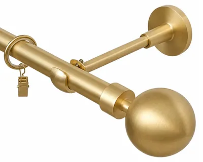 Produktbild von 120 cm 1-läufig Metall Gardinenstange 19 mm Messing Matt Einläufig mit Ringen Wandmontage