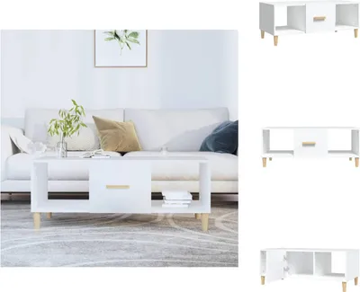 Image de vidaXL Table basse blanche 102x50x40 cm Bois composite - Tables basses