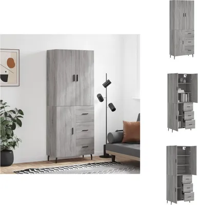 Imagen del producto de vidaXL Mueble alto gris Sonoma de 69,5 x 34 x 180 cm, fabricado en material de madera - Muebles aparador