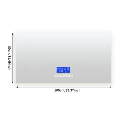 Image de Miroir de salle de bain-avec-éclairage - 100 x 80 cm, miroir de salle de bain LED avec capteur tactile/variation/changement de couleur miroir de salle de bain avec LED avec haut-parleur Bluetooth, IP44