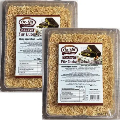 Produktbild von Geröstete Kadayif (Teigfäden) für Dubai Style Schokolade - Engelshaar - 2 x200g + Notizblock -Özyil