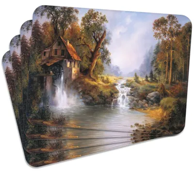 Produktbild von MG Design Set aus 4 Kork-Platzsets - Old Mill - 30 x 40 cm - hitzebeständig & abwischbar, mit Korkrückseite