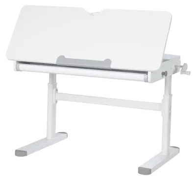 Imagen del producto de Mesa de estudio infantil Smart Grow con cajón, 110x60 cm - Mesa para niños a partir de 6 años - Altura ajustable - Superficie de trabajo totalmente inclinable - Blanco