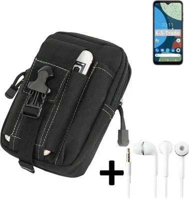 Produktbild von K-S-Trade Gürteltache + Kopfhörer kompatibel mit Fairphone 4 Gürtel Tasche Holster Schutz Hülle Handy Hülle  schwarz inkl. Extrafächer