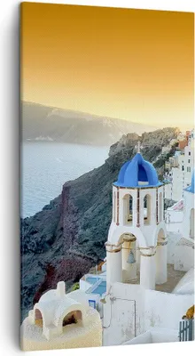 Produktbild von Bild auf Leinwand - Leinwandbild - Santorini Griechenland Urlaub Insel - 45x80cm - Wand Bild - Wanddeko - Leinwanddruck - Bilder - Kunstdruck - Leinwand bilder - Wandkunst - PA45x80-2529