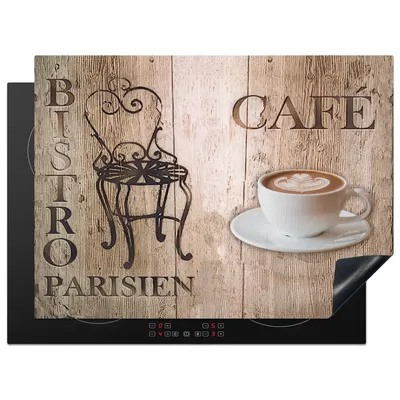 Produktbild von KitchenYeah© Herdabdeckplatte Bistro Parisien - Café - Kaffee - Jahrgang , 70x52cm, Küche Deko, Glaskeramikkochfeld Herdabdeckung, Abdeckplatte fùr Kochfeld
