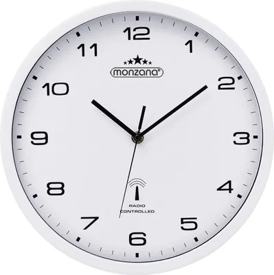 Produktbild von MONZANA® Wanduhr Groß Ø31cm Geräuscharm Automatische Zeitumstellung inkl. AA-Batterie Großes Ziffernblatt Weiß Quarzuhr Analog Wohnzimmer Büro Weiß