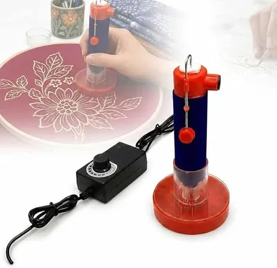 Imagen del producto de Bolígrafo eléctrico para batik, con 3 puntas, temperatura ajustable, kit de herramientas para batik para pintar y dibujar sobre tela y arcilla