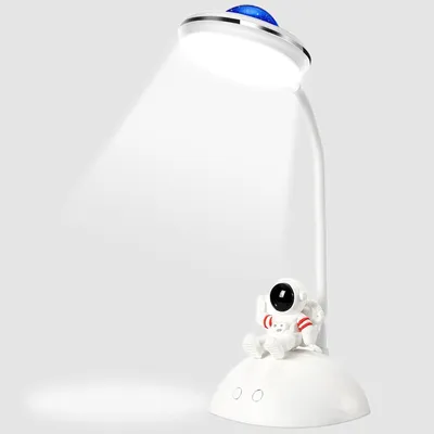 Produktbild von Kinderschreibtischlampe – Astronaut – LED – mit Handyhalterung und Projektor – Helligkeit einstellbar – wiederaufladbar – Augenschutz – Leselampe