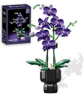 Obrázok produktu pre JJ9235 Elegantné fialové stavebné kocky – Orchidea v kvetináči, 692 častí