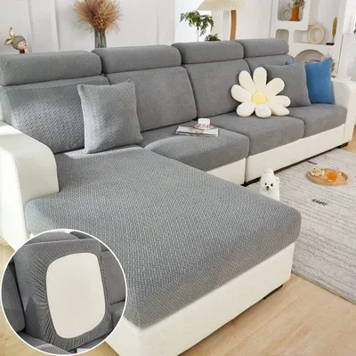 Obrázek produktu pro Kryt sedacího polštáře pohovky Stretch Sofa Cushion Covers for Chaise Longue, Grey