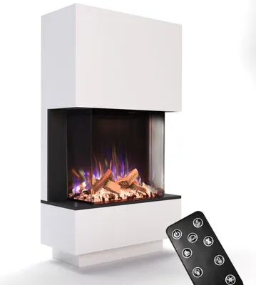 Produktbild von Glow Fire Elektrokamin 'PR14' in Weiss | LED Standkamin in weiß mit Heizung (1500 W) | HxBxT: 150x85x39,8cm