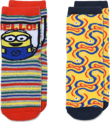 Produktbild von Minions Kinder Jungen Socken 2 Paar Gumminoppen Stopper-Socken Strümpfe Paket Set, Größe:23-26