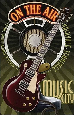 Produktbild von vianmo Holzschild 18x12 cm Music city on the Air Gitarre