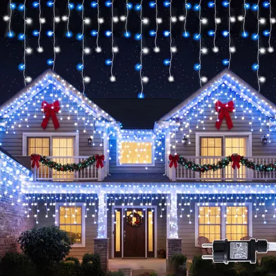 Eisregen-Kette 10m 400 LED blau-weiß Innen & Außen
