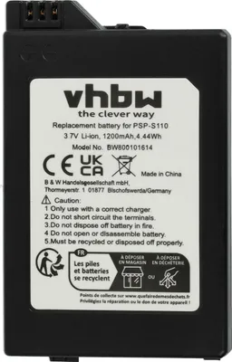 Produktbild von vhbw Akku kompatibel mit Sony Playstation Portable Slim & Lite PSP-2004 Spielekonsole (1200 mAh, 3,7 V, Li-Ion)