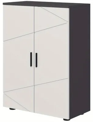 Image de Armoire de salle de bain - Meuble de salle de bain - Armoire de rangement - Armoire colonne - Armoire de salon - Double porte - Étagères réglables