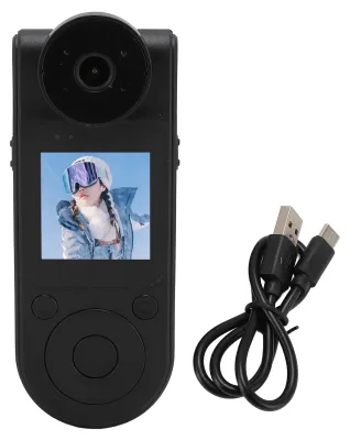 Immagine prodotto di Videocamera indossabile con clip posteriore per l'obiettivo ruotabile di 180°, obiettivo grandangolare magnetico 2K da 140° con rilevamento del movimento, videocamera indossabile per il ciclismo all'aperto