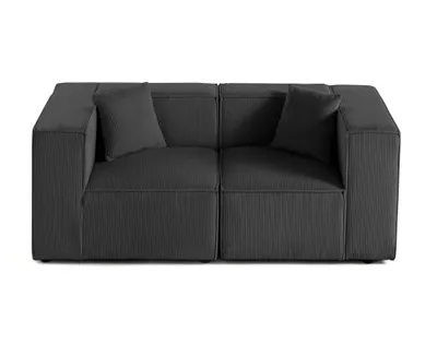 Image de Lisa Design Arty - canapé modulable 2 places - en velours côtelé , Gris foncé