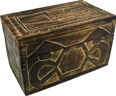 Produktbild von Beschnitzte Kleine Truhe, Holzschachtel, Schatztruhe in 2 Größen - Primitiv Design, Braun, Größe: Klein(12*20*12 cm)
