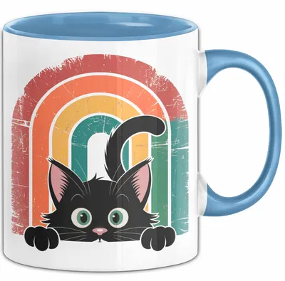 Produktbild von Katzen Tierliebhaber Vintage Tasse Geschenk Lustige Geschenkidee Spruch (Blau)