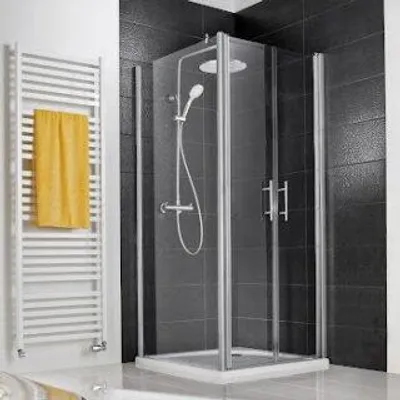 Produktbild von HSK 138100-4-1650 Favorit Nova Pendeltür mit Seitenwand 1000x1950mm Weiß Linea 02 Edelglasbeschichtung