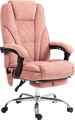 Produktbild von Ergonomischer Bürostuhl mit Massagefunktion, Fußstütze, drehbar, rollbar, Rosa