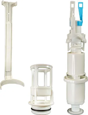 Three toilet flushing components are displayed against a white background.