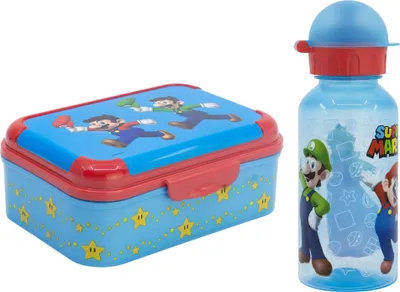 Produktbild von Super Mario Luigi Kinder 2 teiliges Set Brotdose Trinkflasche 370 ml