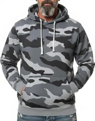 Produktbild von ROCK-IT Apparel Herren Hoodie Kapuzenpullover für Freizeit & Sport, Heavy Hoodie 3XL Camo Grau