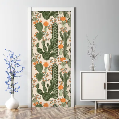 Produktbild von Dekorative Türtapete Türposter selbstklebend Klebefolie Rosa Palmblätter 70 x 200 cm