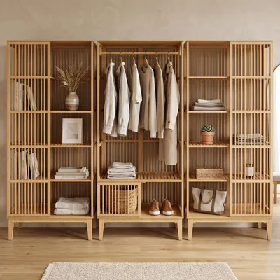 Zdjęcie produktu dla Zestaw szaf 2 x "Trundholm" + 1 x "Vemb" 185 x 240 x 45 cm bambusowy
