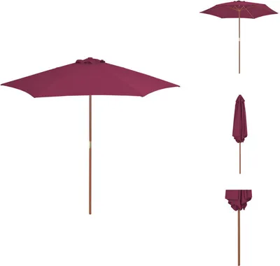 Produktbild von vidaXL Sonnenschirm mit Holz-Mast 270 cm Bordeauxrot -  Sonnenschirme & Sonnenschutze
