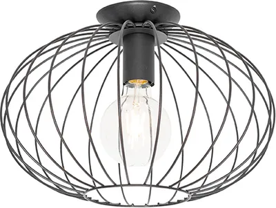 Produktbild von QAZQA - Design Design-Deckenleuchte I Deckenlampe I Lampe I Leuchte schwarz - Margarita I Wohnzimmer I Schlafzimmer - Stahl Rund - LED geeignet E27
