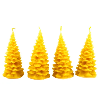 Naturra Tannenkerzen 4er Set aus reinem Bienenwachs handgefertigte Motivkerzen festlich