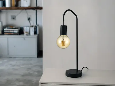 Produktbild von Außergewöhnliche LED Tischlampe Schwarz als Nachttischlampe & Fensterbankleuchte