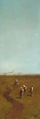 Produktbild von Carl Spitzweg Kunstdruck Bild - Drachensteigen, 1880-1885 (158 x 53 cm)