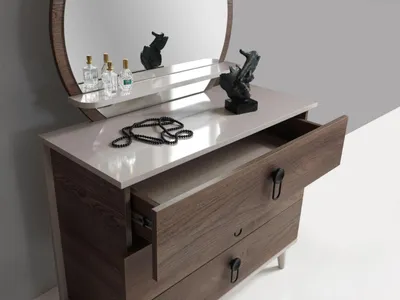 Produktbild von Schlafzimmer Kommode mit Spiegel Luxus Modern Möbel Set 2tlg Holz Neu