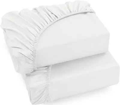 Obrázok produktu pre Ibenzoa® Prémiové priadze na matrac s gumičkou, 2-dielna sada, 150 x 200 cm, biela – tkané z mikrovlákna, elastická gumička po celom obvode, výška matrace 35 cm