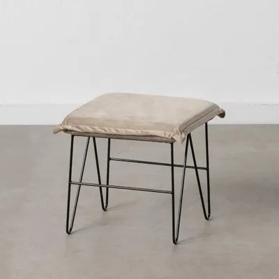 Produktbild von DRW Hocker aus Samt und Metall in Beige und Schwarz