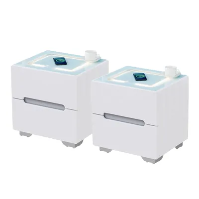 Image de CLIPOP, ensemble de deux tables de chevet avec éclairage LED, 2 tiroirs, table de chevet intelligente avec station de charge sans fil, blanc