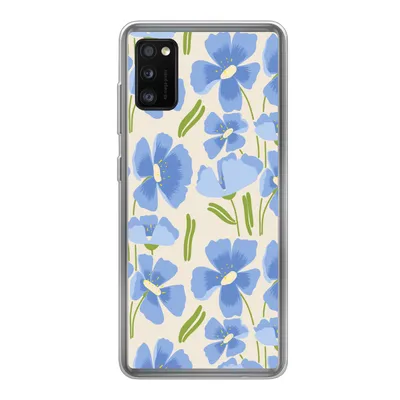 Produktbild von MuchoWow® Handyhülle Schutzhülle Hülle für Samsung Galaxy A41 Blume - Blau - Muster Silikon Softcase Handy Hülle - Mobiltelefon