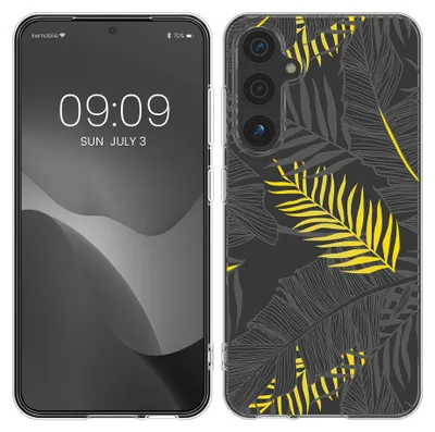 Produktbild von kwmobile Case kompatibel mit Samsung Galaxy A55 5G - Hülle Silikon transparent Dschungel Gelb Grau Transparent